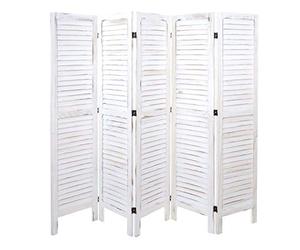 Mendler Paravent HWC-G30, cloison de séparation, Pare-Vue, Brise-Vue, Style Shabby Chic, 170x200cm - Blanc