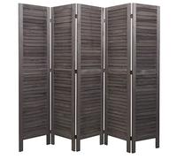 Paravent HWC-G30 look shabby 170x200cm gris-marron