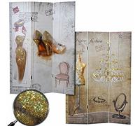 Mendler Paravent Vintage, cloison de séparation, Scintillement, rétro, Mode - 170x120cm