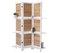 Mendler Paravent Yvelines, cloison de séparation avec Fonds de rayonnage, Style Shabby, 170x125cm - Blanc/Marron