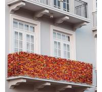 Pare-Vue De Balcon N77, Pare-Vue Pare-Vent Clôture 500x100cm Érable Rouge-Jaune Multicolore