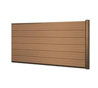 Pare-Vue En Wpc Sarthe, Clôture Coupe-Vent, Poteaux En Aluminium Élément D'extension Bas, 1,85m Teck Marron
