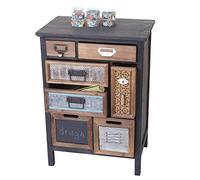 Mendler Placard de pharmacien HWC-A43, Commode, Bois Massif de Sapin, Vintage, Patchwork 78x55x35cm