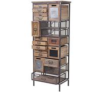 Mendler Placard de pharmacien HWC-A43 Bois massif de sapin style shabby 143x56x33 cm Multicolore G