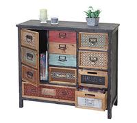 Placard De Pharmacien Hwc-A43, Commode, Bois Massif De Sapin, Vintage, Style Shabby 90x84x32cm Multicolore