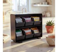 Mendler Porte-sachets de thé HWC-M10, boîte de Rangement pour thé, 6 Compartiments, Noir