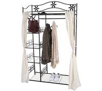 Mendler Portemanteau Genf, Garde-Robe, Portant, portemanteau, Armoire, étagère métallique 172x100x43cm - avec Rideau