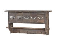 Mendler Portemanteau mural, étagère 5 tiroirs, 65x13x32cm, shabby chic, vintage - marron