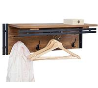 Portemanteau mural HWC-A27, étagère portemanteau, 4 crochets 24x75x24cm structure 3D ~ aspect chêne sauvage