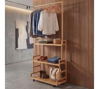Mendler Portemanteau sur Pied en Bambou HWC-Q33 175 x 93 x 38 cm, Couleur Naturelle