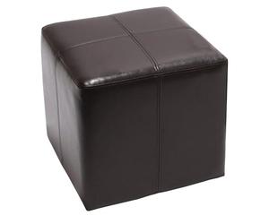 Mendler Pouf dé, Tabouret Onex, Cuir, 36x36x36cm - Marron