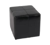 Mendler Pouf dé, Tabouret Onex, Cuir, 36x36x36cm, Noir