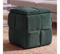 Mendler Pouf HWC-Q47, Pouf ottomane rembourré, avec Couvercle et Compartiment de Rangement, en Velours (260 g/m²) 43 x 40 x 40 cm - Vert