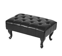 Pouf / ottoman de luxe lounge Chesterfield PU ~ pieds antiques, noir