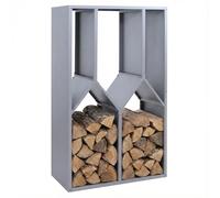 Mendler Rangement pour Bois de Chauffage HWC-P76, étagère pour Bois de cheminée/Bois de Chauffage, abri pour Bois, extérieur, métal, 160 x 95 x 50 cm - Gris