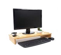 Rehaussement D'écran Hwc-E85, Support D'écran, Rehausse Pour Bureau, Présentoir D'écran, Bambou 9x65x31cm Multicolore