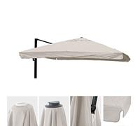Mendler Revêtement pour Parasol hwc-a96 avec Volant 3x3m ø4,24 m Polyester 3kg crème Gris