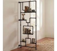 Mendler Séparateur de pièce avec étagère HWC-P10 MVG 203x80x20cm Noir