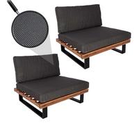 Mendler Set de 2 fauteuils Lounge HWC-H54 Marron, Rembourrage Gris foncé