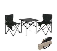 Mendler Set de Camping HWC-N50, Table 2X Chaise Chaise Pliante Chaise de pêcheur Pliable, métal - Noir