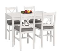 Mendler Set de Salle à Manger HWC-F77 10 cm Blanc Rembourrage Gris