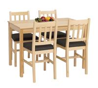 Mendler Set de Salle à Manger HWC-F77 10 cm Naturel Rembourrage Noir