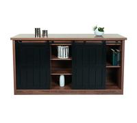 Mendler Sideboard HWC-K75, Highboard étagère Armoire Porte coulissante 7 Compartiments Imitation Bois métal Industriel 84x150x40cm - Brun