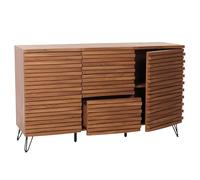 Mendler Sideboard HWC-M49, Armoire Commode Highboard, Compartiments de Rangement Design 3D, MDF métal 85x142x44cm - Aspect Noyer