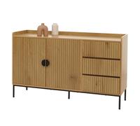 Mendler Sideboard HWC-O39, Commode Armoire Buffet, 3 tiroirs 2 Portes, Bois mélaminé 80x130x42cm - Naturel