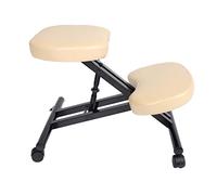 Mendler Siège assis à genoux HWC-E10 - Réglable, simili-cuir, métal - Crème-beige