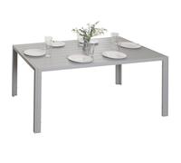 Table à manger en aluminium HWC-N40 résistant aux intempéries 140x80cm gris clair