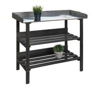 Mendler Table à Plantes HWC-O14, Table de Jardinier Table à Fleurs étagère à Plantes, Outdoor Bois Sapin certifié MVG, 86x92x41cm - Anthracite
