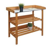 Mendler Table à Plantes HWC-O14, Table de Jardinier Table à Fleurs étagère à Plantes, Outdoor Bois Sapin certifié MVG, 86x92x41cm - Naturel