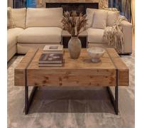 Table Basse De Salon Hwc-A15, Sapin Massif Rustique 40x120x60cm Multicolore