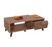 Mendler Table Basse HWC-M45AM Design 3D Tiroirs 44x120x65cm, Marron