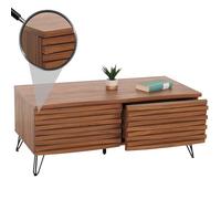 Mendler Table Basse HWC-M49 Bois Massif Mangue métal 46x110x55cm Aspect Noyer