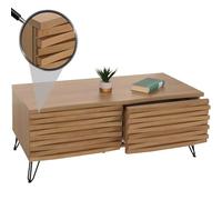 Table basse HWC-M49, Table de salon, design 3D 2 tiroirs MDF métal 46x110x55cm ~ naturel