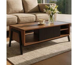 Mendler Table Basse HWC-O40 MDF métal mélamine 42x120x60cm Naturel