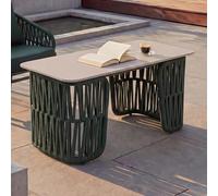 Mendler Table Basse HWC-P90 43 x 90 x 45 cm Verte, Plateau crème