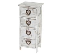Mendler Table d'appoint Forli 4 tiroirs 70x29x25cm Shabby Vintage Blanc
