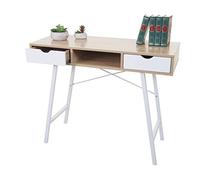 Console Hwc-E92, Table De Desserte/D'appoint, Structure 3d, 100x40cm Brun Naturel, Blanc Multicolore