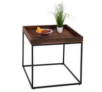 Table D'appoint Hwc-K71, Table Basse Table, Certifiée Mvg Bois De Paulownia Métal 60x60x60cm Brun Foncé Marron