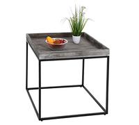 Mendler Table d'appoint HWC-K71, Table Basse Table, Bois de Paulownia métal 60x60x60cm - Gris foncé