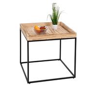 Mendler Table d'appoint HWC-K71, Table Basse Table, Bois de Paulownia métal 60x60x60cm - Naturel