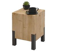 Table d'appoint HWC-L76b, Table de fleur, Métal industriel massif-bois MVG, 46x32x32cm naturel