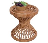 Mendler Table d'appoint HWC-M31 Ronde 43x38x38cm rotin kubu Naturel