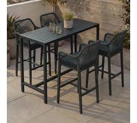 Mendler Table de Bar et 4 tabourets de Bar HWC-P91 Vert