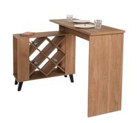 Mendler Table de Bar HWC-M45 Compartiments de Rangement 93x120x98cm, Marron