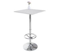 Mendler Table de Bar/Table Haute Chicago, avec Repose-Pied, 63x63x110cm - Blanc