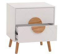 Table De Nuit Hwc-N89, Commode Table D'appoint, Tiroir À Chevrons Bois Mélaminé, 55x48x40cm Blanc Blanc